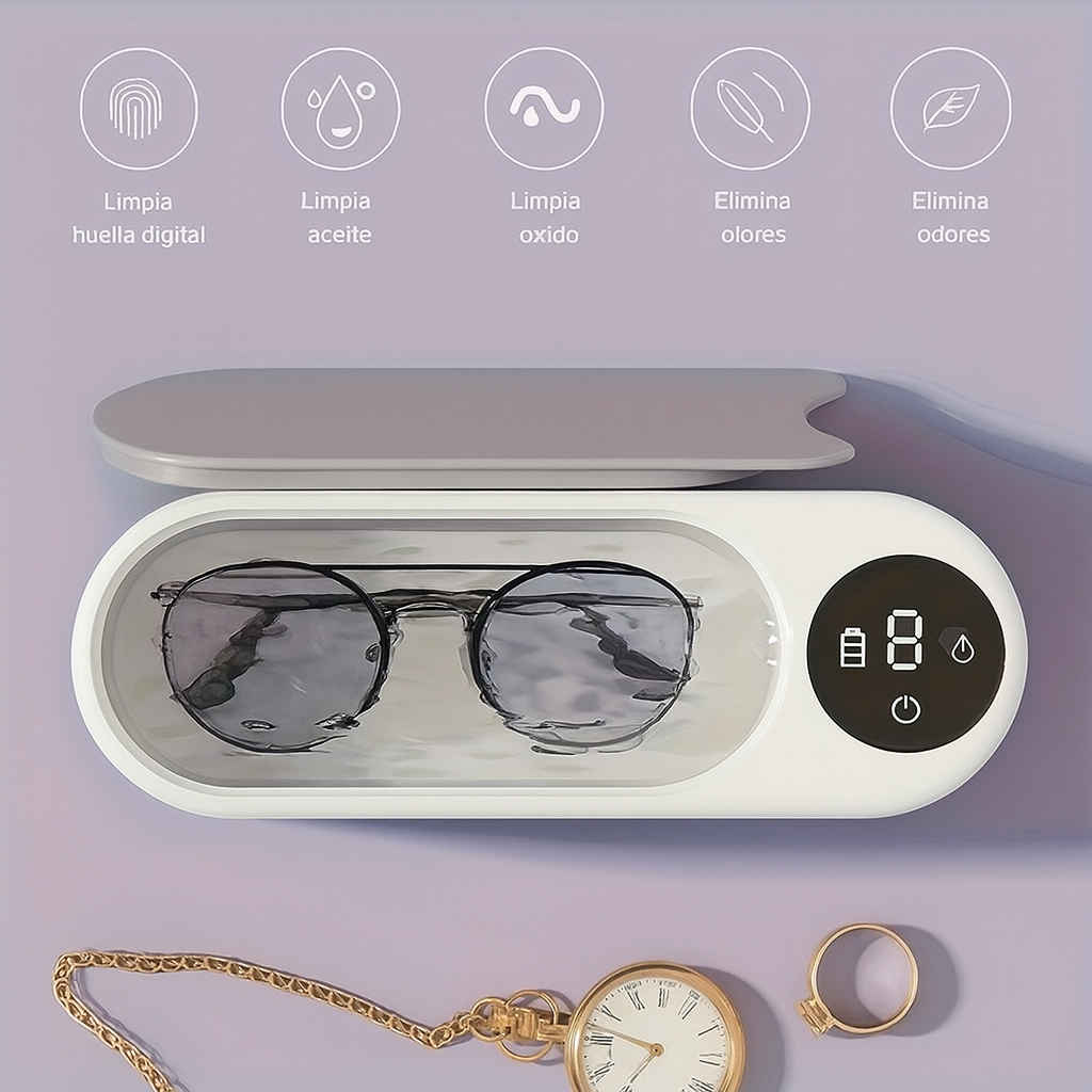 Limpieza Profesional en Casa: Tu Mini Lavadora Ultrasónica para Joyas, Gafas y Relojes”