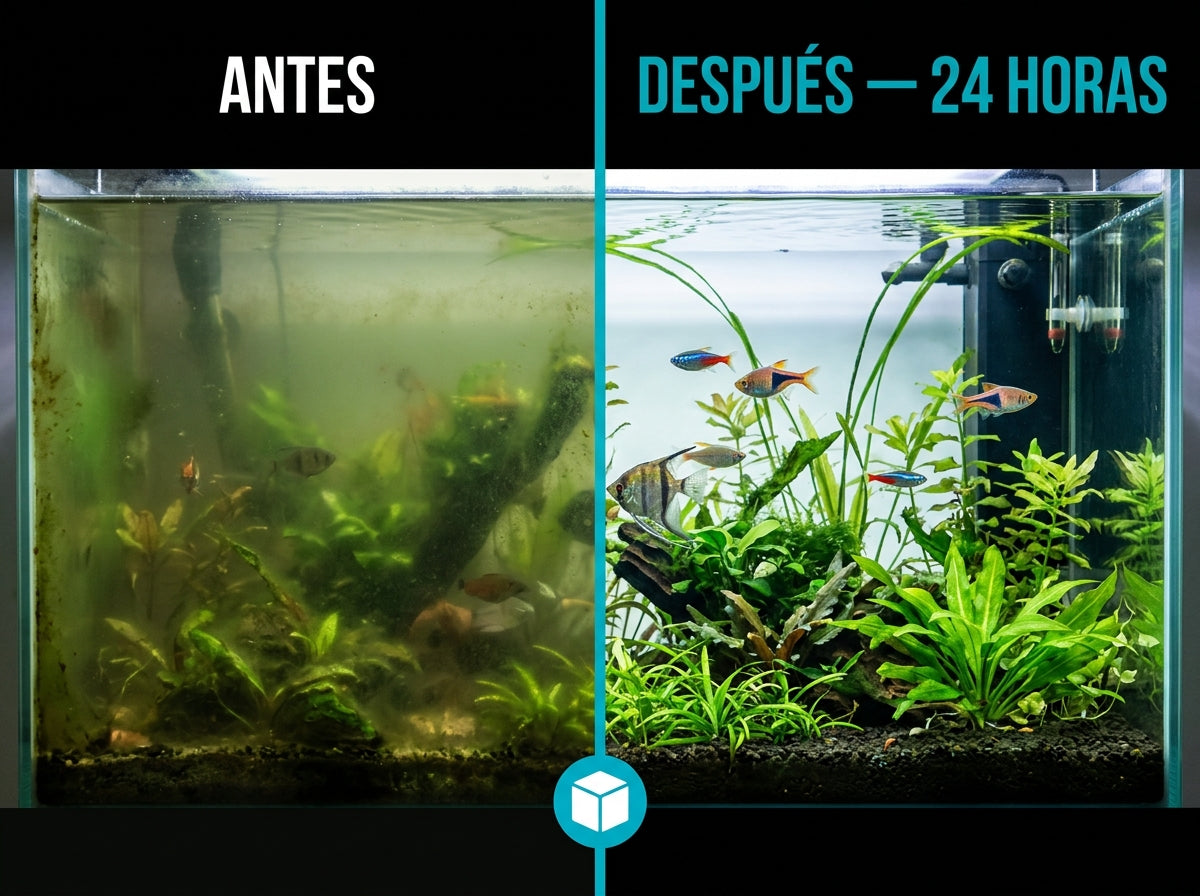 Agua cristalina.
Peces sanos.