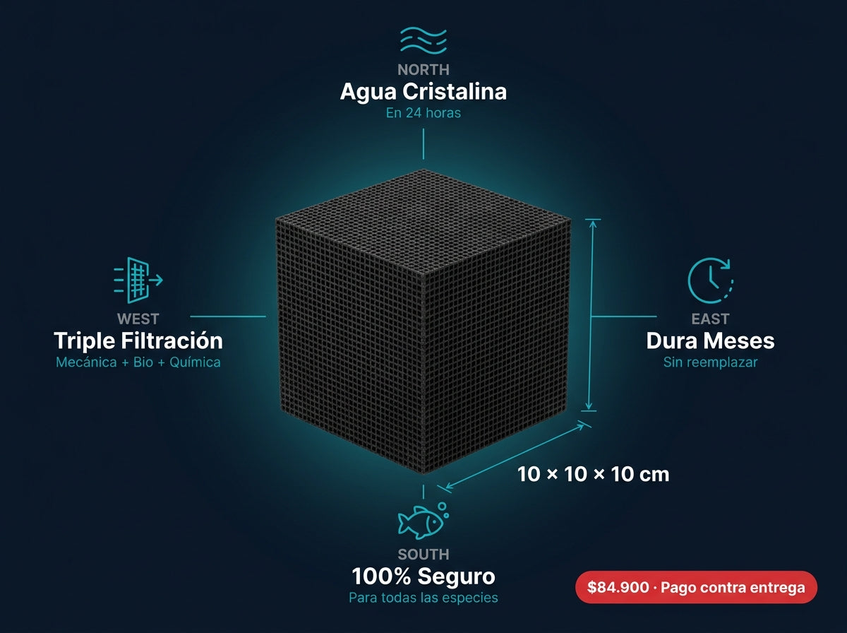 Agua cristalina.
Peces sanos.