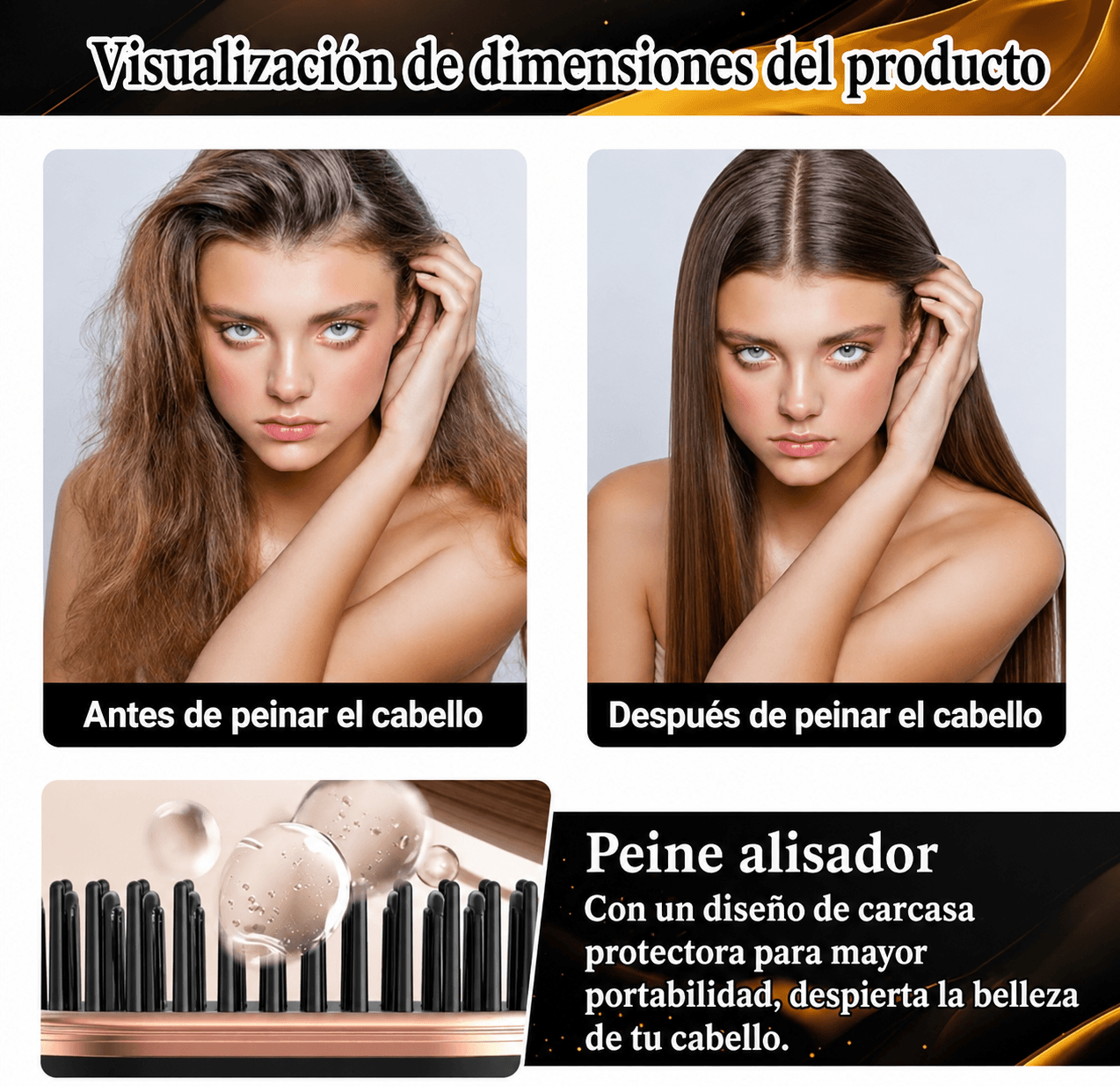Cabello liso.
Sin salón. Sin cable.